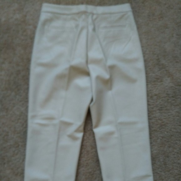 J.Crew KATE STRAIGHT LEG PANT IN FAUX LEATHER, Size 10, Color BONE - Picture 5 of 14